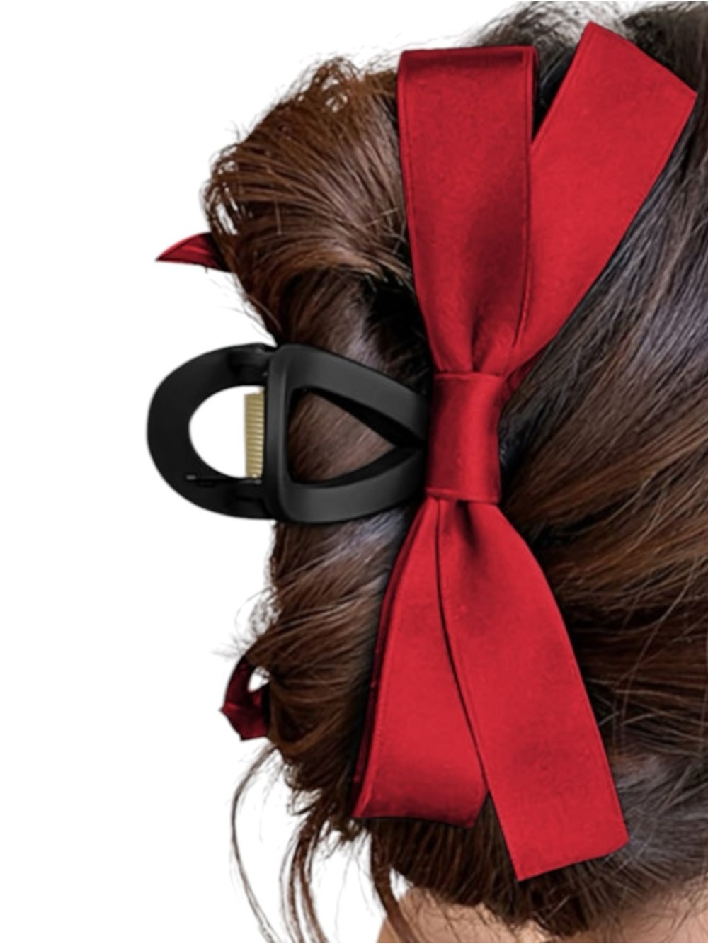7023. Red Ribbon Hair Clip Bow for Women